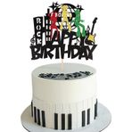 1 adet 70'ler disko pasta dekorasyonu, simli, Happy Birthday müzik, cupcake toppers müzik temalı pasta dekorasyonu, disko dansçıları için tema, düğün, doğum günü, parti, pasta dekorasyonları, renkli