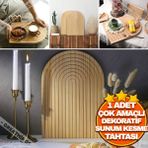 1 Adet Ahşap Bambu Gökkuşağı Sunum Tepsisi | Oyuklu Dekoratif Kesme ve Sunum Tahtası