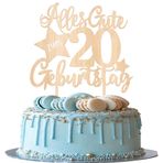 1 adet ahşap "Happy Birthday" 20 yaşında pasta dekorasyonu, 20. yaş pasta dekorasyonu, 20 adet pasta süsü, 20. yaş erkek ve kız çocukları için doğum günü partisi pasta dekorasyonu