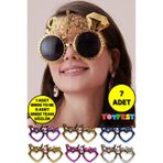 1 ADET Altın Renkli Bride To Be Gelin Gözlüğü + 6 ADET Renkli Bride Team Nedime Gözlükleri 15x10 cm