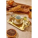1 Adet Elegante Gold Serisi Duo Volo Prezioso Kulp Desenli Sunum Tepsi Söz Nişan Tepsisi 22X16CM