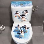 1 Adet Fanford Penguen Tuvalet Stickerı - PVC Sevimli Penguen Mühür Banyo Dekoru, Düzensiz Şekilli Klozet Kapağı & Tank Kapağı, Banyo Dekorasyonu (Hayvan Deseni, Kolay Yapıştır & Çıkar)