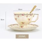 1 Adet-Fincan SETI-200ML Çiçek Avrupa Seramik Kupa Kahve Fincan Seti Plaka ile Vintage Porselen Çay Bardağı ve Tabaklar Seti Lüks Su Isıtıcısı Seti Ev Dekorasyon (Yurt Dışından) - Renkli - 1 lt