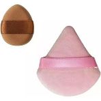 1 Adet Kahve Mini 1 Adet Pembe Üçgen Kozmetik Puf Parmak Yüz Makyaj Göz Altı Kapatıcı Kuru Islak Bez Süngeri