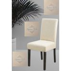 1 Adet Kare Desen Krem Sandalye Kılıfı, Lastikli Tüylenmez Yıkanabilir 45 x 45 x 60 Ölç Sandalye Örtsü - 45 x 45 cm