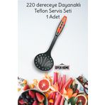 1 Adet Kırmızı Yanmaz Yapışmaz Teflon Servis Seti 220 ° Dayanıklı Makarna Kevgir
