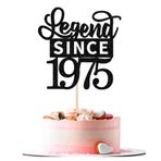 1 adet Legend Since 1975 pasta dekorasyonu, parıltılı, 50. doğum günü pastası dekorasyonu, 50. doğum günü, yıl dönümü, parti, pasta dekorasyonu, siyah