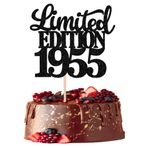 1 adet Limited Edition 1955 pasta dekorasyonu, parıltılı, 70. yıl, 70. yıl, 70 ve muhteşem pasta süsü, erkekler ve kadınlar için, doğum günü, parti, pasta dekorasyonu, siyah