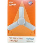 (1 Adet) Osaka 30W (200W) Beyaz Işık (6500K) E27 Duylu (Kalın Duy) Pervane Ampul