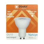 (1 Adet) Osaka 7W (50W) Beyaz Işık (6500K) Gu10 Duylu Led Spot Ampul