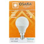 (1 Adet) Osaka 7W (50W) Beyaz Işık E14 Duylu (İnce Duy) Led Mini Ampul