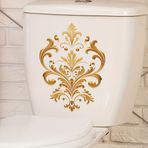 1 Adet Retro Altın & Beyaz Damask Tuvalet - Lüks Banyo & Klozet Dekoru, Kolay Yapıştır & Çıkar Çıkarılabilir Duvar Kağıdı Benzeri Film, Tuvalet Kapağı, Duş, Küvet İçin (Kalıntı Bırakmaz, Plastik)