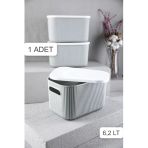 1 Adet Storage 6Lt Gri Çok Amaçlı Dolap Içi Düzenleyici Kapaklı Kutu, Dekoratif Saklama Kutusu