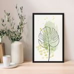 1 Adet Yeşil Tüylü Ahşap Mdf Çerçeve Görünümlü Mdf Tablo - 20 x 30 - Renkli