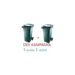 1 Alana 1 Hediye Kapaklı Tutma Saplı Özel Çöp Konteyneri 120 Lt ( Yeşil ) Büyük Boy 2 Adet