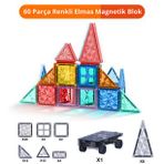 1 Araba Parçalı Mıknatıslı Manyetik Yapı Blokları 60 Parça Mag-na Tiles Eğitici Steam Oyun Seti