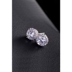 1 Carat Kral Tacı Motifli Beyaz Tek Taş Kadın Erkek Küpe df09