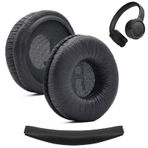 1 çift yedek kulak yastığı ve 1 kafa bandı, JBL T600 / T450 / T500BT kulaklık için, hafızalı köpüklü 70 mm kulak yastığı, ergonomik tasarım, kolay kurulum (siyah)