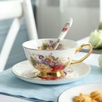 1 Fincan Pastoral Çiçek Kemik Çin Çayı Bardağı Tabağı Kaşık Seti 200 ml Cafe Seramik Kahve Fincanı Zarif Gelişmiş Porselen Çay Fincanı Dropshipping (Yurt Dışından) - 1 Adet - Renkli - 1 lt