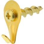 (1) - Hillman 122367 Self-Drilling Brass Wall Dogs with Picture Hanging Hook, up to 23kg