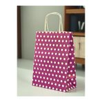 1.Kalite 18x8x24 Cm (1 Adet) Mor Renk Beyaz Benekli Kraft Kağıt Çanta,Hediye Poşeti,Hediye Paketi
