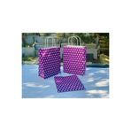 1.Kalite 18x8x24 Cm (3 Adet) Mor Renk Beyaz Benekli Puantiyeli Kraft Kağıt Çanta, Hediye Poşeti