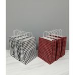 1.kalite 25X31 Cm(5 Adet)Siyah(5 Adet)Kırmızı Renkli Büyük Boy Ekose Kraft Kağıt Çanta,hediye Paketi - 10 Adet