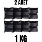 1 kg x 2 Adet Toplam 2 kg El ve Ayak Bilek Ağırlığı Kas Güçlendirici Kum Ağırlık Torbası Seti Siyah