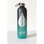 1 L Renk Geçişli Cam My Bottle Matara - Siyah - Mavi