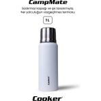 1 Litre Çift Katlı Çelik Termos-24 Saat Sıcak, 48 Saat Soğuk,(Kamp, Piknik, Ofis, Seyahat) - 1 lt - Beyaz
