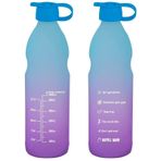 1 Lt Motivasyon Su Matarası Cam Su Şişesi 1000 ml - Mavi