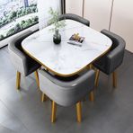 1 Masa ve 4 Sandalyeli 5 Parça Yuvarlak Yemek Takımı, Mutfak Kahvaltı Bar Mobilyaları, Şık Yemek Odası Masası, Ev ve Ofis için 80x75cm (31.5x29.5in)