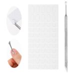 1 Metal manikür itici ve 10 tırnak kum parlatma tabletleri dayanıklı tırnak tırnak eti itici çift taraflı paslanmaz çelik itici ve tırnak temizleyici tırnak bakımı cilası sökücü manikür için manikür