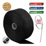 1 Metre 10 Cm Cam Elyaf Eksoz Sargisi Metal Kelepce Manifold Sargi Bezi Yanmaz Bant Siyah Amyant 3 Mm (Kalinlik)