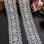 1 metre polyester çiçek dantel kenar süsleme şerit bant 4 cm genişlik Vintage stil beyaz süslemeler kenar kumaş işlemeli aplike dikiş el işi düğün gelin elbisesi parti kıyafet dekorasyon