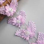 1 Metre Polyester Kanat Yaprağı Şifon Çiçek Elmas Dantel Kenar Süsleme Şerit 7,5 cm Genişlik Mor Süslemeler Kumaş İşlemeli Aplike Dikiş El İşi Düğün Gelin Elbisesi Parti Dekorasyon Giysileri Kendin Yap