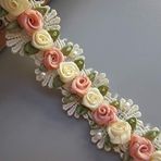 1 Metre Renkli Çiçek Tomurcukları İnci Boncuklar Dantel Trim Fisto Kurdele Kirpik Kenar 5 cm Genişlik Vintage Stil Kayısı İşlemeli Aplike Dikiş El İşi Düğün Gelin Elbisesi Süsleme Kendin Yap Pasta Yapımı
