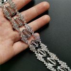 1 metre Rhinestone kristal zincir 2.5CM genişlik Bling Diamante dantel Trim şerit mücevher ışıltı düğün gelin elbise kolye balo akşam elmas aplike gösterisi aksesuarları kanat kemer şapkalar zanaat DIY