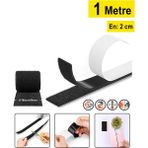 1 Metre - Yapışkanlı Siyah Cırt Cırt Bant, En: 2 Cm, Çift Taraflı, Güçlü Cırt Band