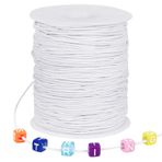 1 mm elastik iplik, 100 m elastik ip, lastik bant, bileklik, kolye, takı yapımı, boncuk, düğüm, bağlama, paketleme ve el işi için (beyaz)