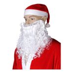 1 Noel Baba Şapka-1 Sakal Set:kırmızı Yılbaşı Şapkası Uzun Beyaz