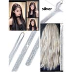 1 Paket Tinsel Saç Simi Simli Saç Aksesurı/ Saç Işıltısı Yan Postiş Hair Tinsel Shiny Hair - Tek Ebat - Gümüş