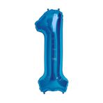 1 Rakamı Mavi 100 cm Folyo Balon