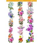 1 Sayfa Çiçek Temalı 12*17 cm Sticker /scrapbook, Bullet Journal, Planlayıcı, Defter - flwr0033