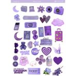 1 Sayfa Mor Renk Temalı 12*17 cm Sticker /scrapbook, Bullet Journal, Planlayıcı, Defter Için - prple0012