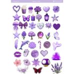 1 Sayfa Mor Renk Temalı 12*17 cm Sticker /scrapbook, Bullet Journal, Planlayıcı, Defter Için - prple0014