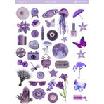 1 Sayfa Mor Renk Temalı 12*17 cm Sticker /scrapbook, Bullet Journal, Planlayıcı, Defter Için - prple0015