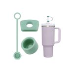 1 Set (3 Parça) Silikon Sızdırmaz Kapak Seti – Stanley Quencher 30/40 Oz ile Uyumlu – Dökülmeye Dayanıklı Tıpa ve Pipet Ucu – Okaliptüs Renk