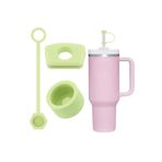 1 Set (3 Parça) Silikon Sızdırmaz Kapak Seti – Stanley Quencher 30/40 Oz ile Uyumlu – Dökülmeye Dayanıklı Tıpa ve Pipet Ucu – Yeşil Renk