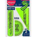 1 x Yeşil Maped çevirmeli 'n Flex geometri seti, açı ölçer, mezura, Quatra seti.